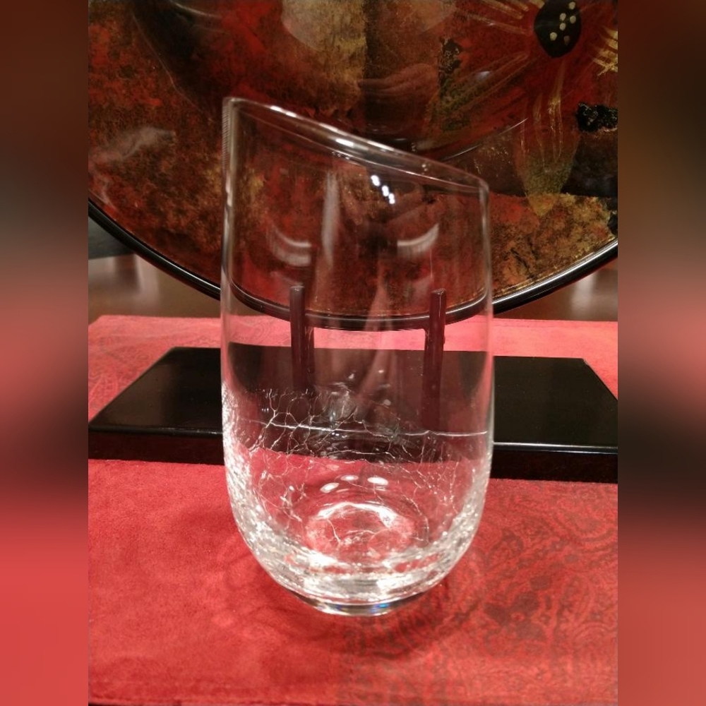 Pier 1-Clear Crackle Angled Rim Tumblers-4 - Picture 2 of 5